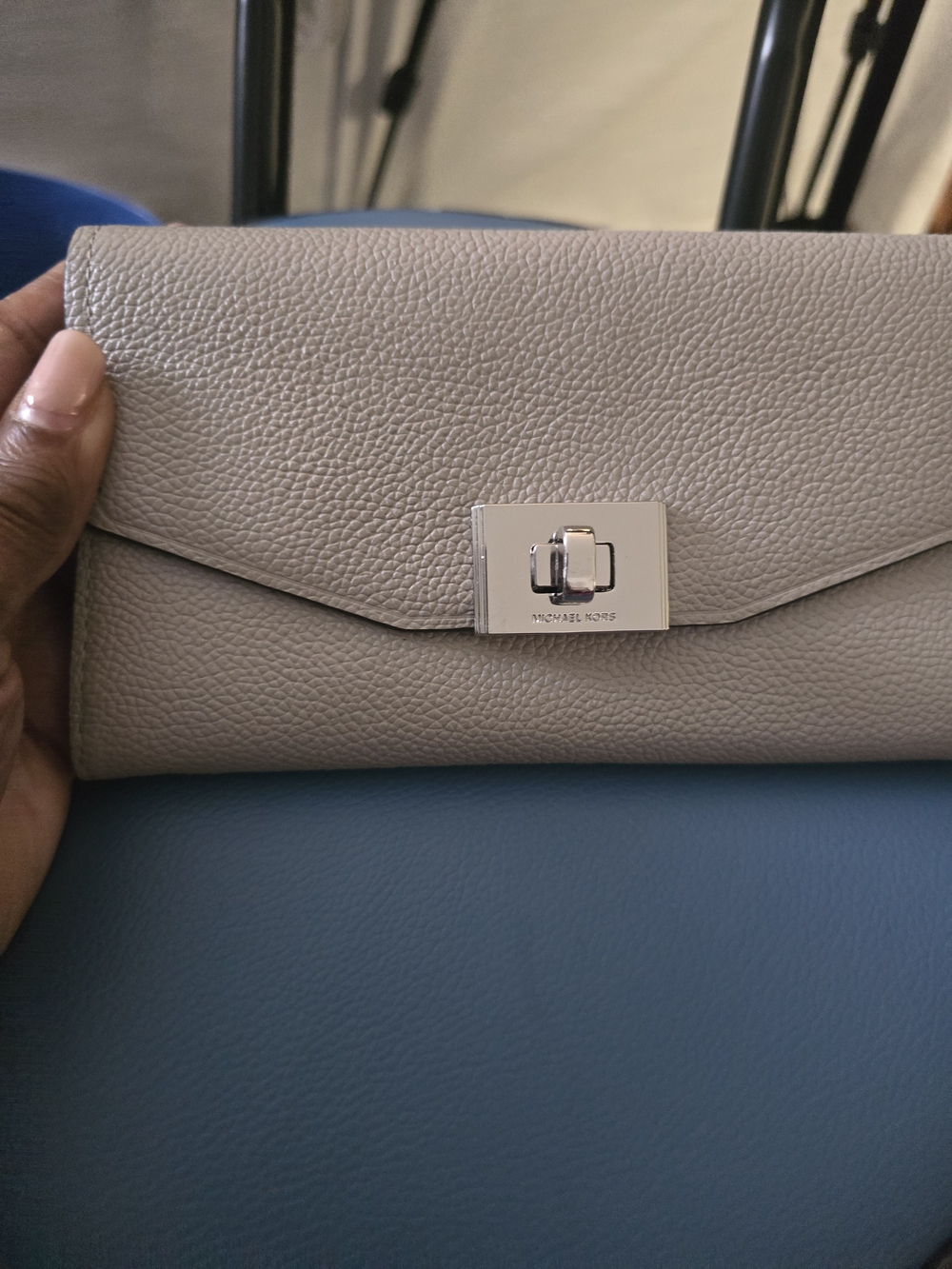 Michael Kors Pebbled Leather Envelope Clutch - Light Taupe